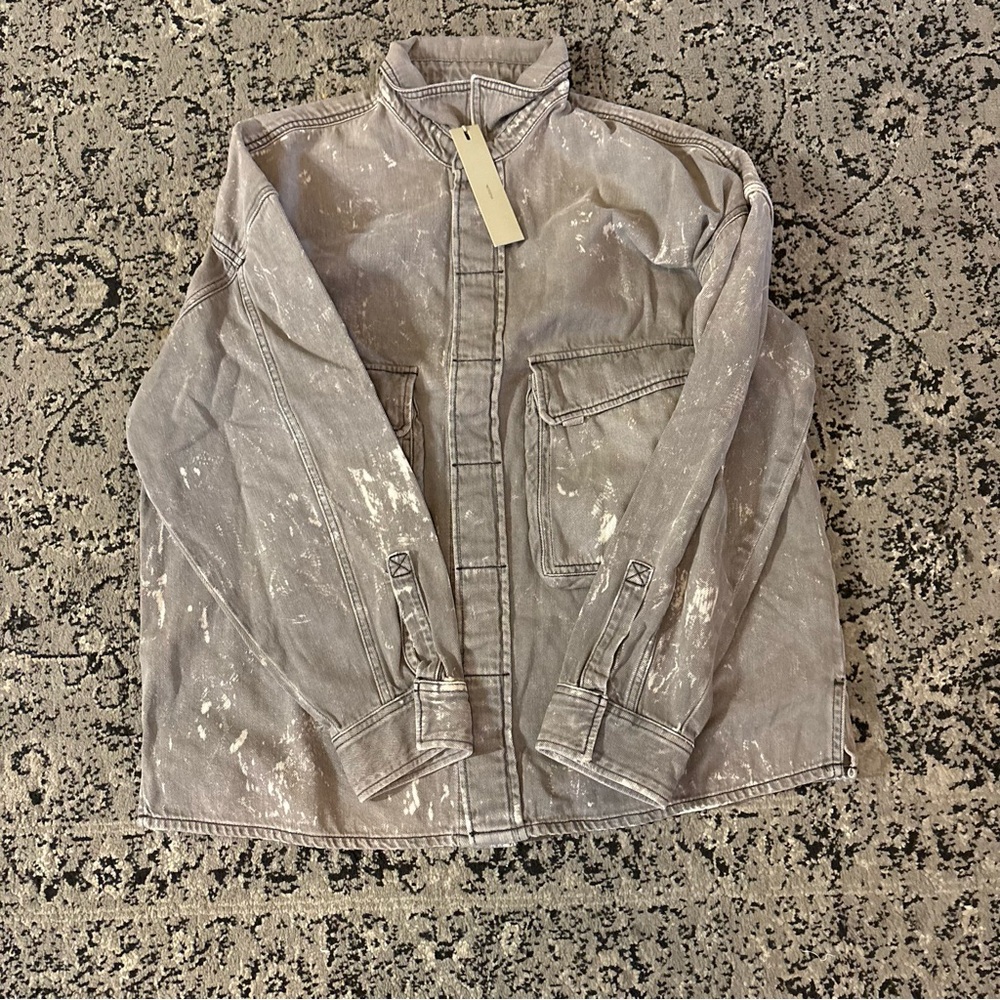 Hudson Jeans Gray denim Splatter LS Men's Shirt